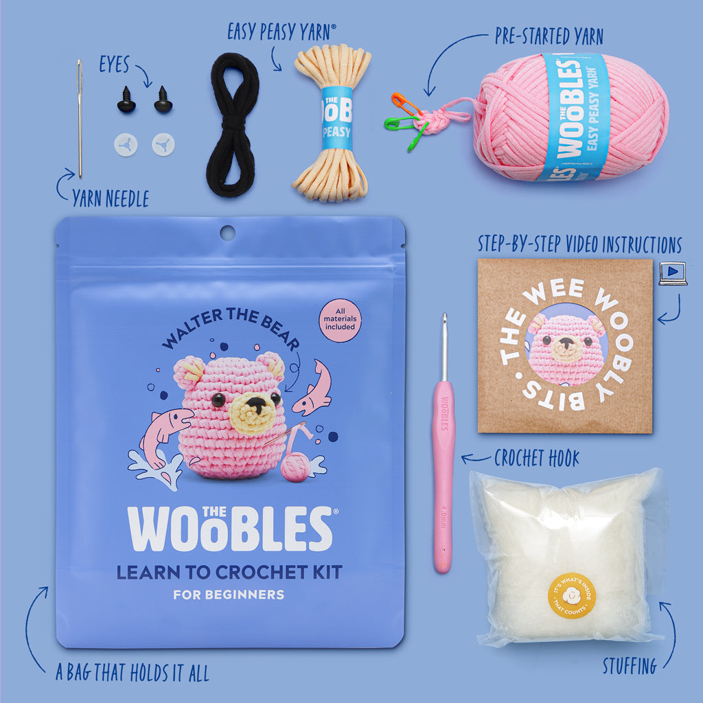 Walter the Bear Pink Crochet Kit - Create Big