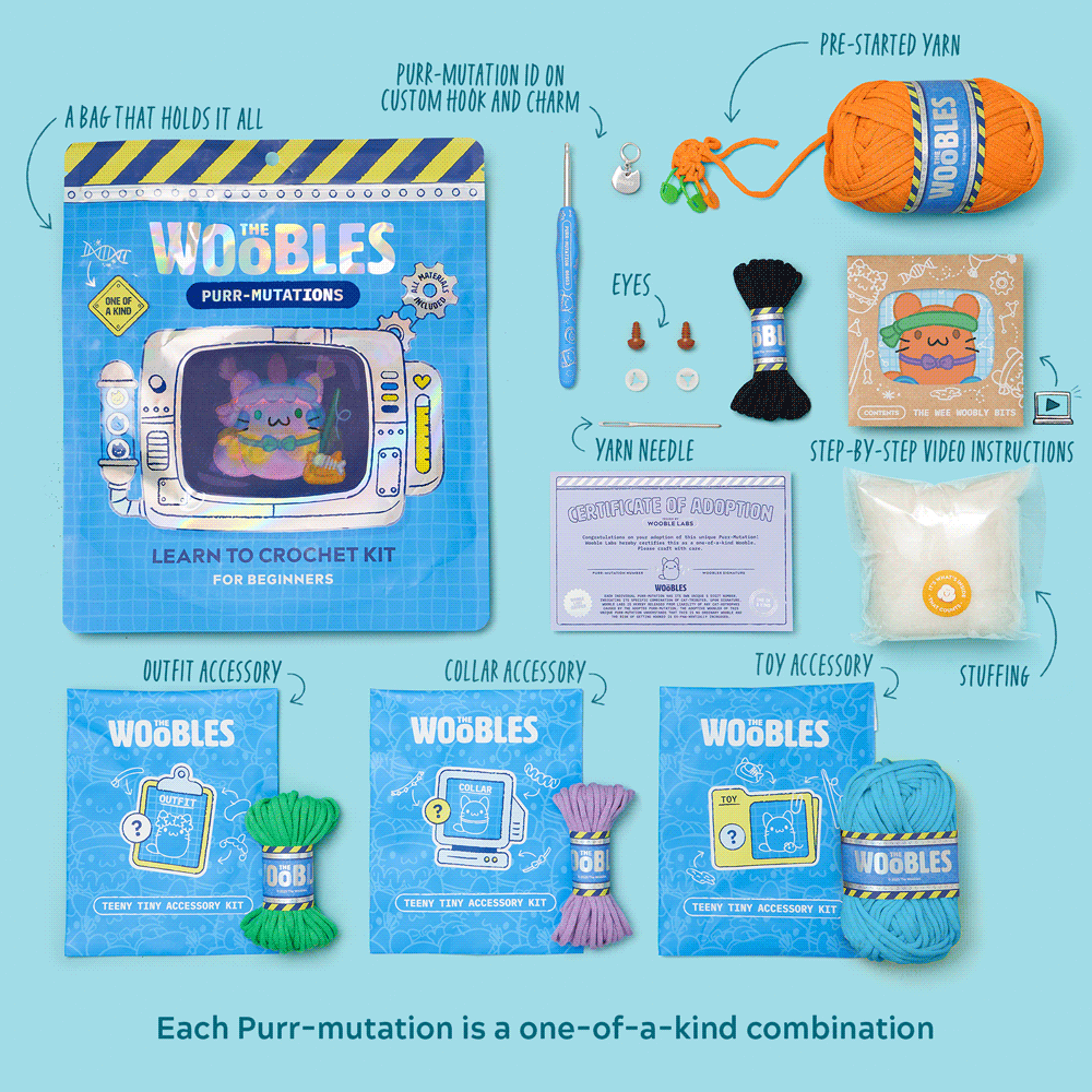 One-of-a-Kind Purr-Mutation Crochet Kit - For Craft Nights