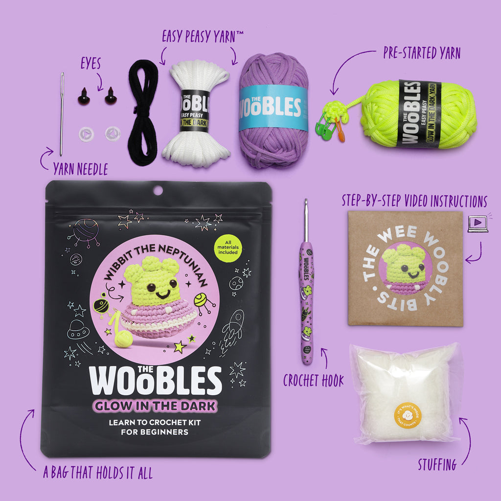 Wibbit the Neptunian Crochet Kit - Woobles Crafts Daily