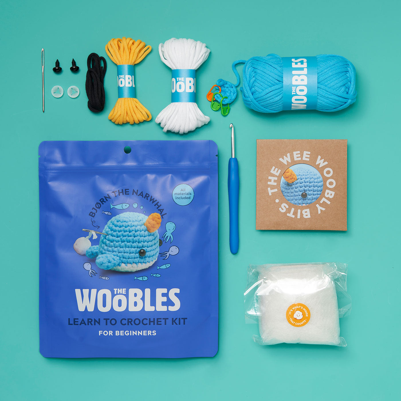 Bjørn the Narwhal Crochet Kit - Beginner Craft Joy