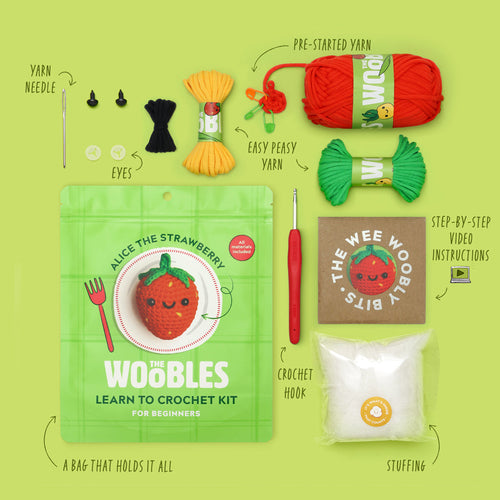 Alice the Strawberry Crochet Kit - Beginner Craft Joy