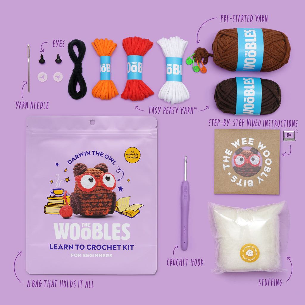 Darwin the Owl Crochet Kit - Pick Your Wooble