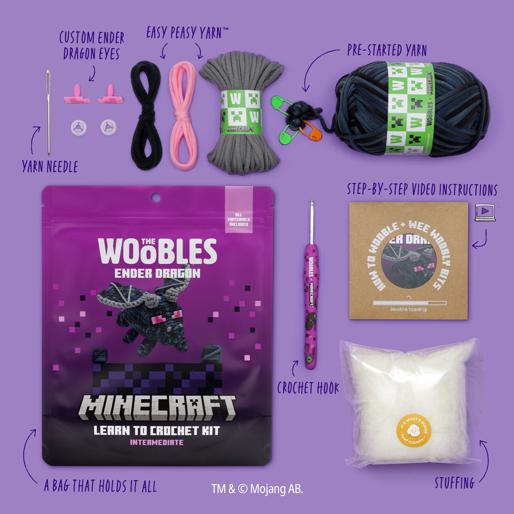Minecraft Ender Dragon Crochet Kit - Beginner Crafts Daily